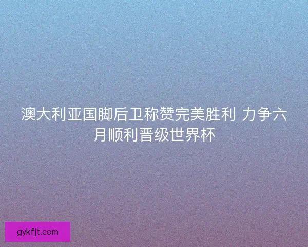 澳大利亚国脚后卫称赞完美胜利 力争六月顺利晋级世界杯