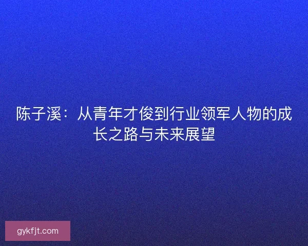 陈子溪：从青年才俊到行业领军人物的成长之路与未来展望