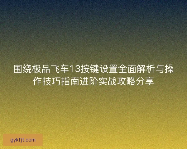 围绕极品飞车13按键设置全面解析与操作技巧指南进阶实战攻略分享