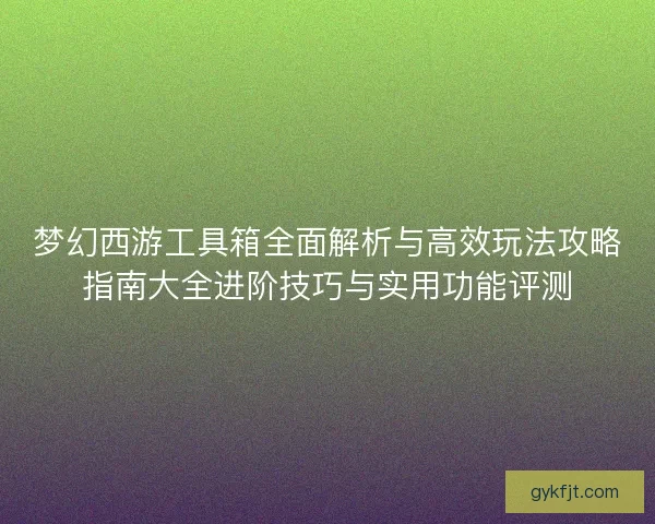 梦幻西游工具箱全面解析与高效玩法攻略指南大全进阶技巧与实用功能评测